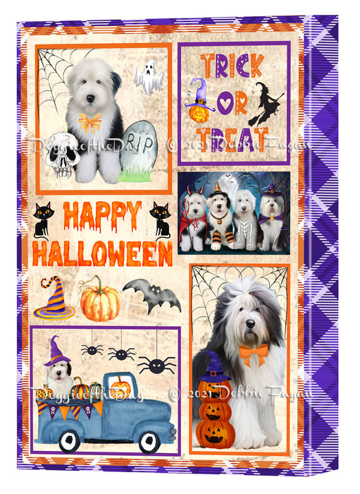 Happy Halloween Trick or Treat Old English Sheepdogs Canvas Wall Art Decor - Premium Quality Canvas Wall Art for Living Room Bedroom Home Office Decor Ready to Hang CVS150686