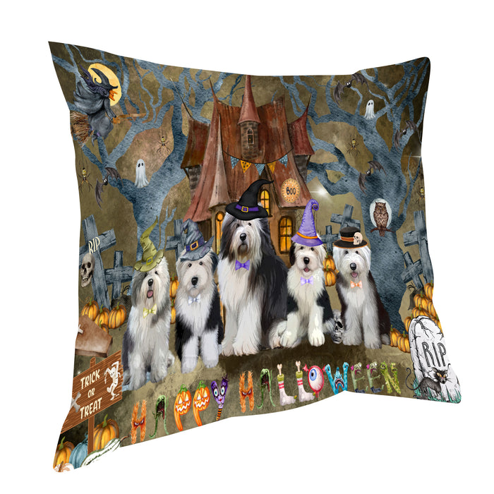 Old English Sheepdog Throw Pillow, Explore a Variety of Custom Designs, Personalized, Cushion for Sofa Couch Bed Pillows, Pet Gift for Dog Lovers
