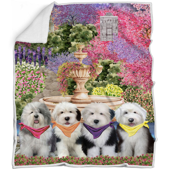 Old English Sheepdog Bed Blanket, Explore a Variety of Designs, Personalized, Throw Sherpa, Fleece and Woven, Custom, Soft and Cozy, Dog Gift for Pet Lovers