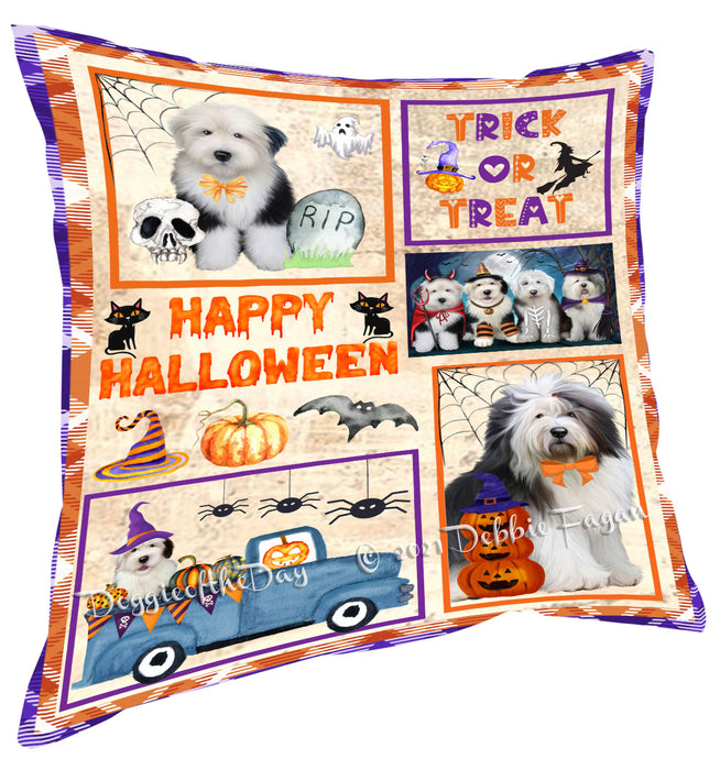 Happy Halloween Trick or Treat Old English Sheepdogs Pillow with Top Quality High-Resolution Images - Ultra Soft Pet Pillows for Sleeping - Reversible & Comfort - Ideal Gift for Dog Lover - Cushion for Sofa Couch Bed - 100% Polyester, PILA88312
