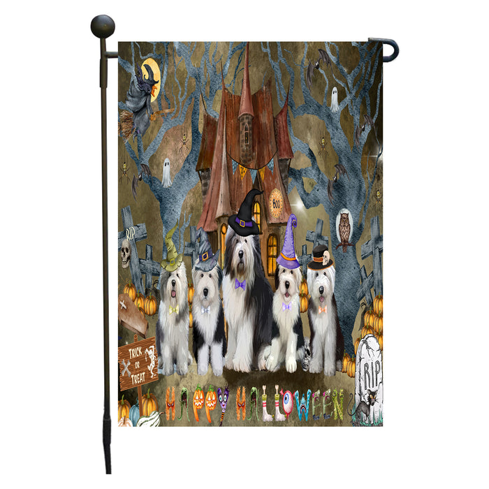 Old English Sheepdogs Garden Flag: Explore a Variety of Designs, Personalized, Custom, Weather Resistant, Double-Sided, Outdoor Garden Halloween Yard Decor for Dog and Pet Lovers