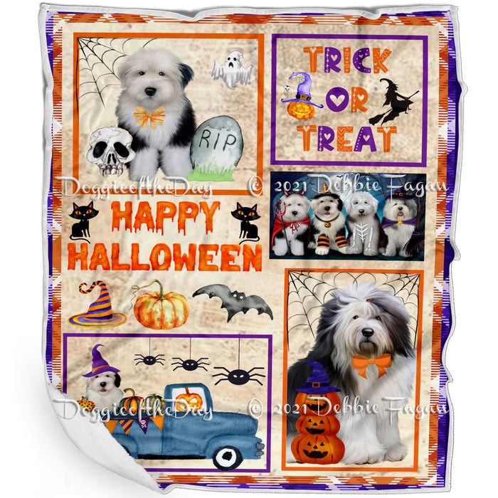 Happy Halloween Trick or Treat Old English Sheepdogs Blanket BLNKT143767