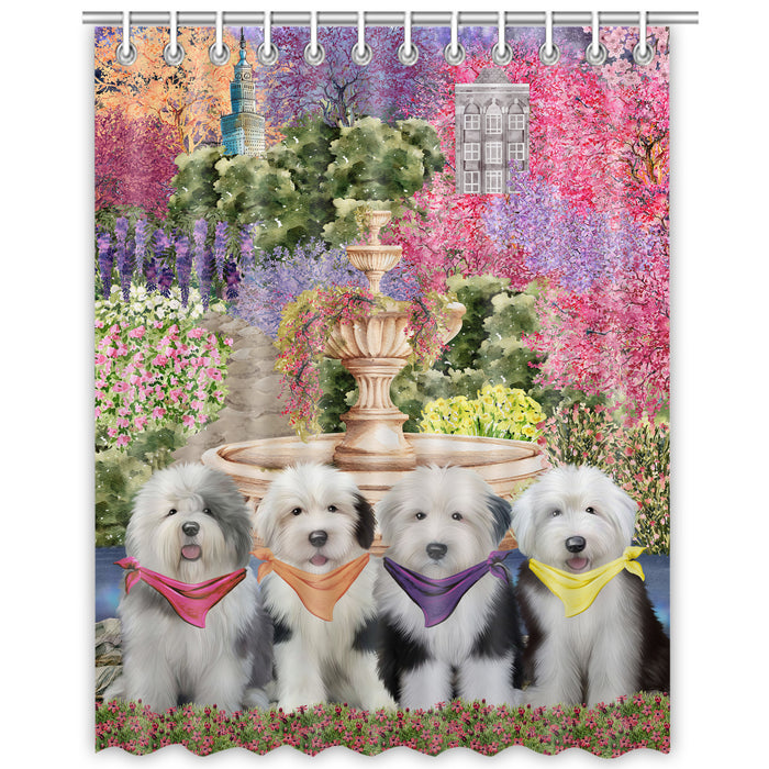Old English Sheepdog Shower Curtain, Custom Bathtub Curtains with Hooks for Bathroom, Explore a Variety of Designs, Personalized, Gift for Pet and Dog Lovers