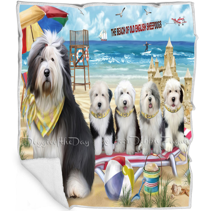 Pet Friendly Beach Old English Sheepdogs Blanket BLNKT66135