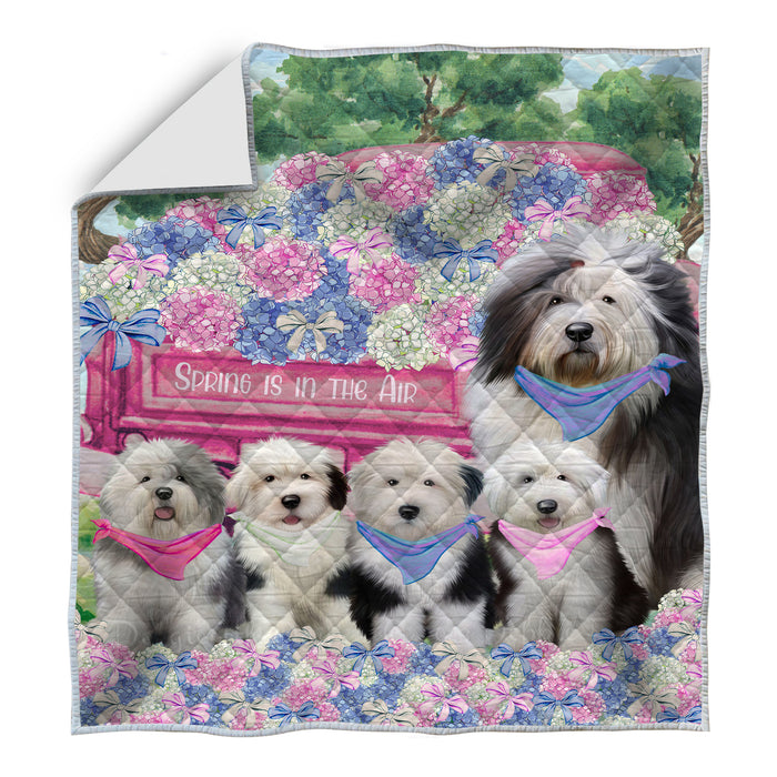 Old English Sheepdog Bed Quilt, Explore a Variety of Designs, Personalized, Custom, Bedding Coverlet Quilted, Pet and Dog Lovers Gift