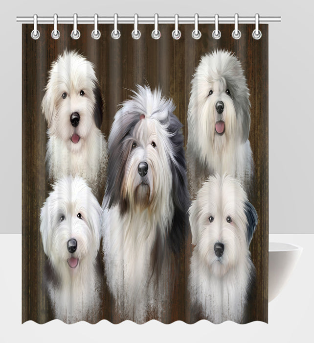 Rustic Old English Sheepdogs Shower Curtain