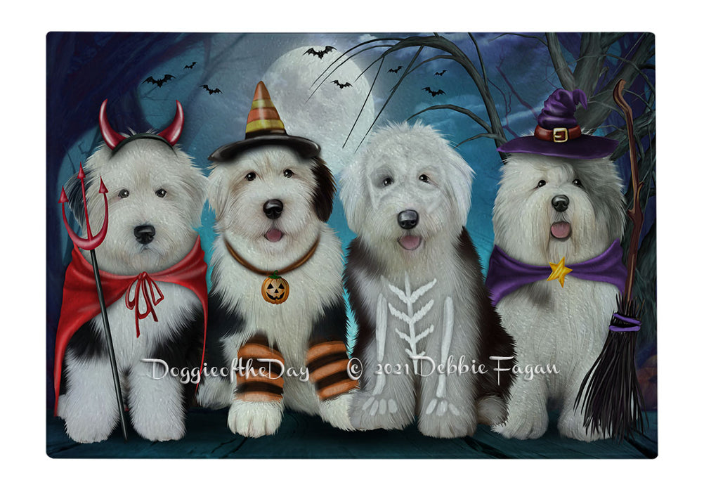 Happy Halloween Trick or Treat Old English Sheepdogs Cutting Board - Easy Grip Non-Slip Dishwasher Safe Chopping Board Vegetables C79636