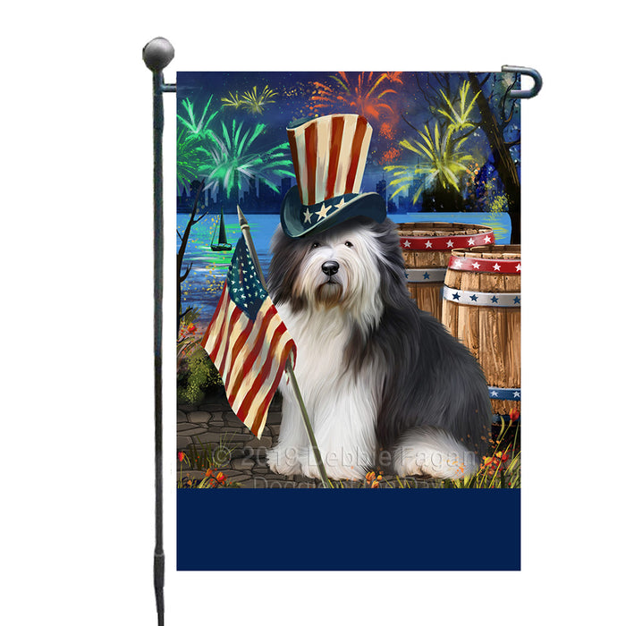 Personalized 4th of July Firework Old English Sheepdog Custom Garden Flags GFLG-DOTD-A57996