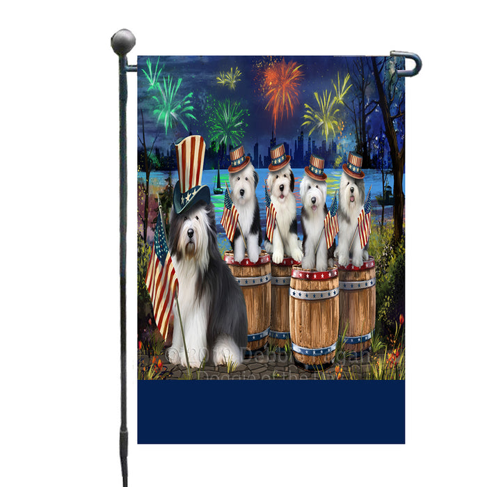 Personalized 4th of July Firework Old English Sheepdogs Custom Garden Flags GFLG-DOTD-A57995
