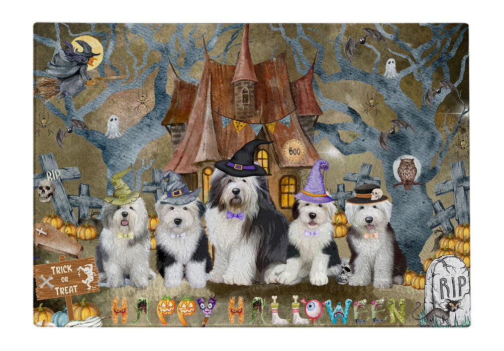 Old English Sheepdog Cutting Board: Explore a Variety of Designs, Custom, Personalized, Kitchen Tempered Glass Scratch and Stain Resistant, Gift for Dog and Pet Lovers