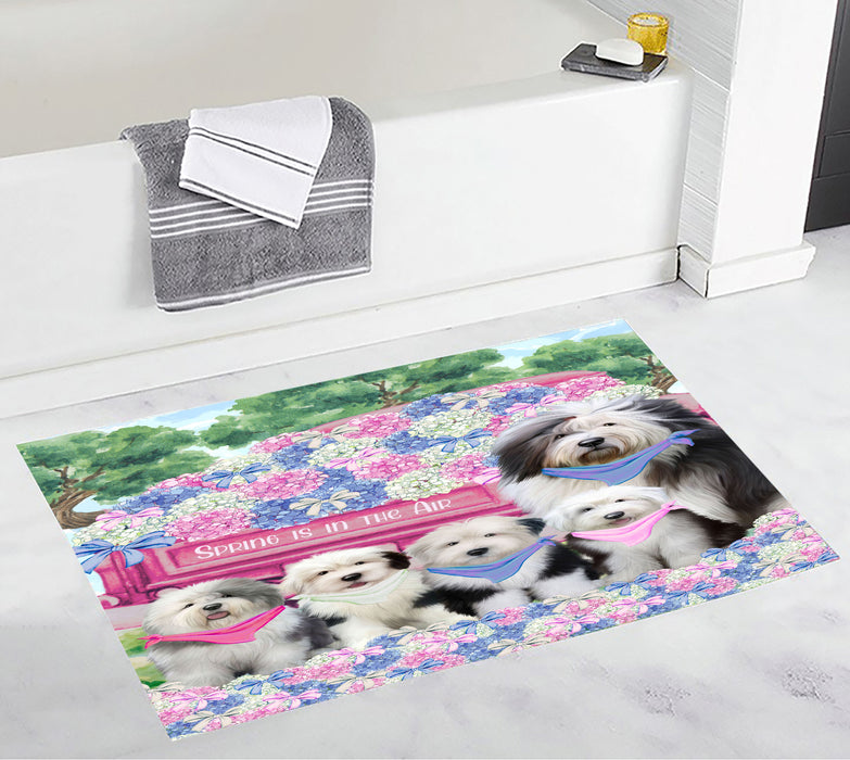 Old English Sheepdog Bath Mat: Explore a Variety of Designs, Custom, Personalized, Non-Slip Bathroom Floor Rug Mats, Gift for Dog and Pet Lovers