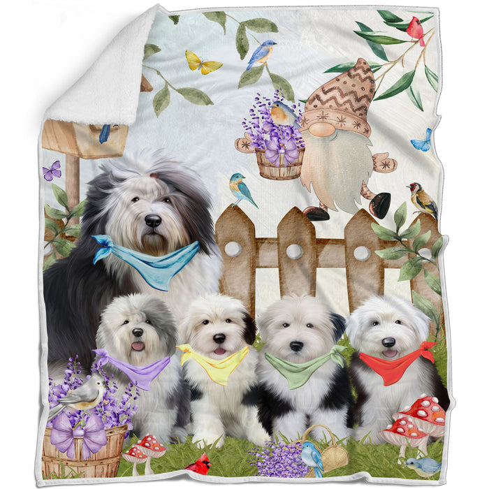 Old English Sheepdog Bed Blanket, Explore a Variety of Designs, Personalized, Throw Sherpa, Fleece and Woven, Custom, Soft and Cozy, Dog Gift for Pet Lovers