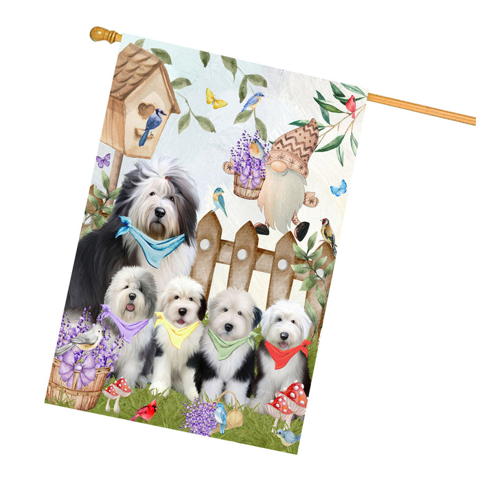 Old English Sheepdog Dogs House Flag: Explore a Variety of Designs, Custom, Personalized, Weather Resistant, Double-Sided, Home Outside Yard Decor for Dog and Pet Lovers
