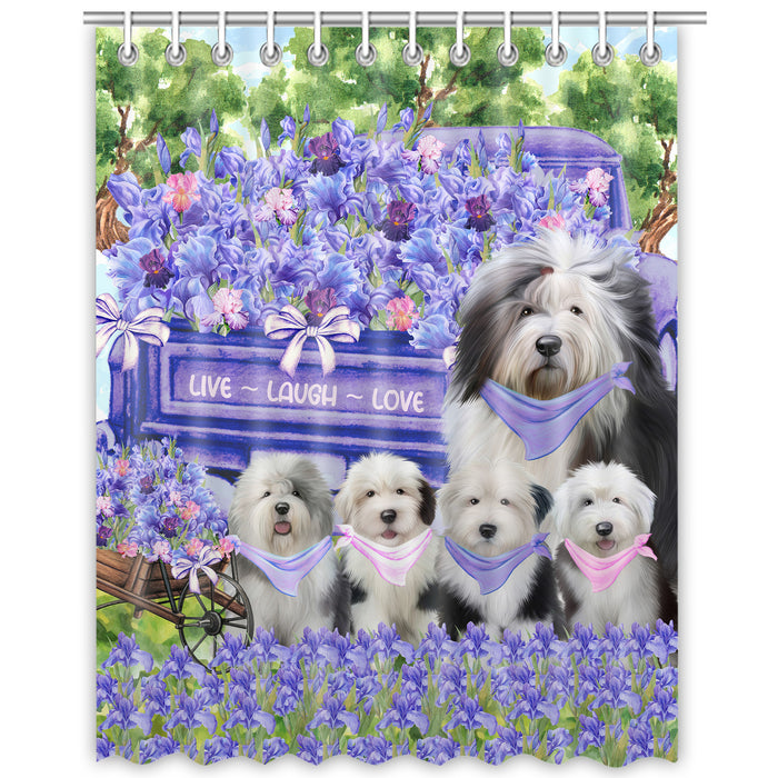Old English Sheepdog Shower Curtain, Explore a Variety of Personalized Designs, Custom, Waterproof Bathtub Curtains with Hooks for Bathroom, Dog Gift for Pet Lovers