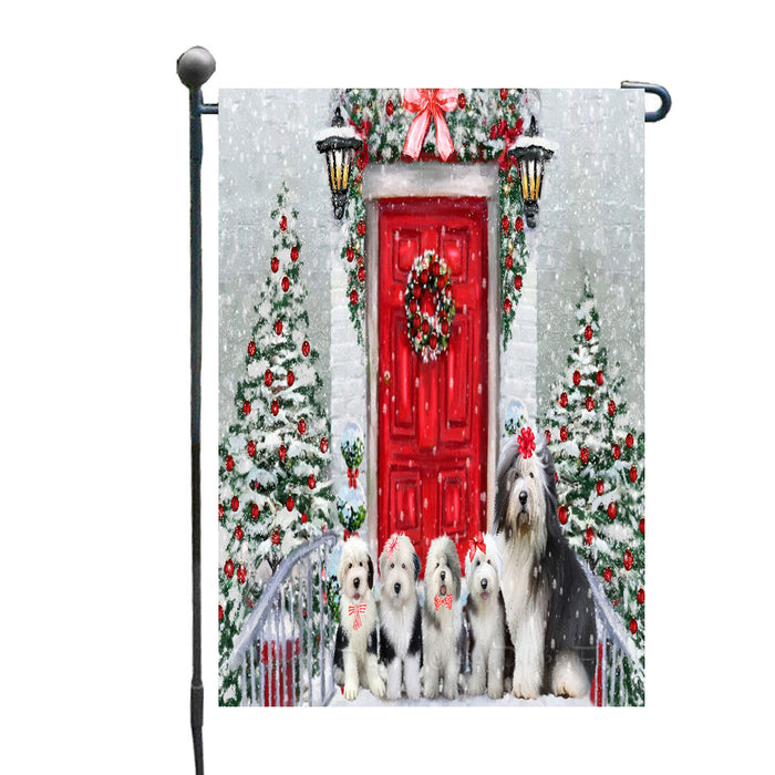 Christmas Holiday Welcome Old English Sheepdogs Garden Flags- Outdoor Double Sided Garden Yard Porch Lawn Spring Decorative Vertical Home Flags 12 1/2"w x 18"h