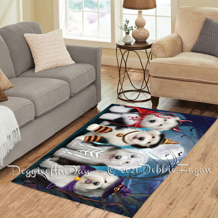 Happy Halloween Trick or Treat Old English Sheepdogs Polyester Living Room Carpet Area Rug ARUG66341