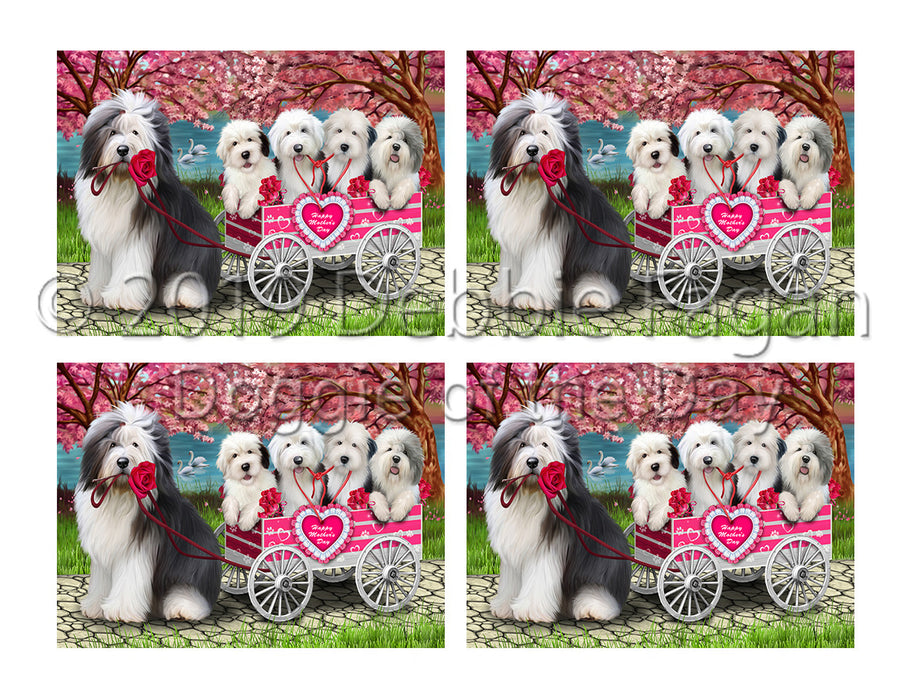 I Love Old English Sheepdogs in a Cart Placemat