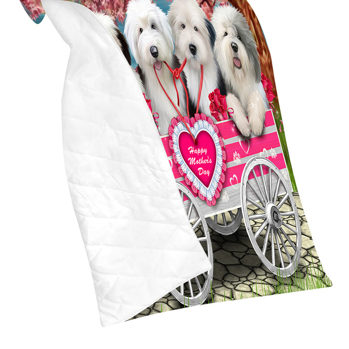 I Love Old English Sheepdogs in a Cart Quilt