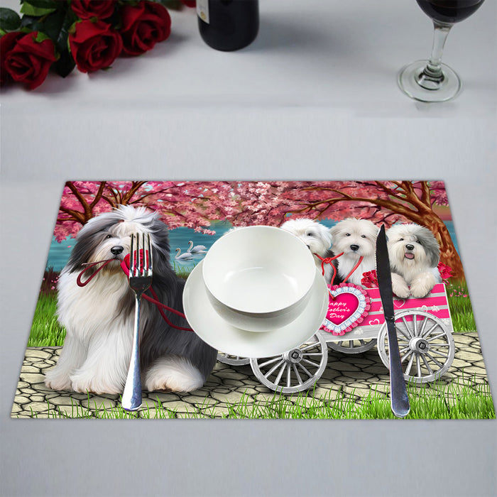 I Love Old English Sheepdogs in a Cart Placemat