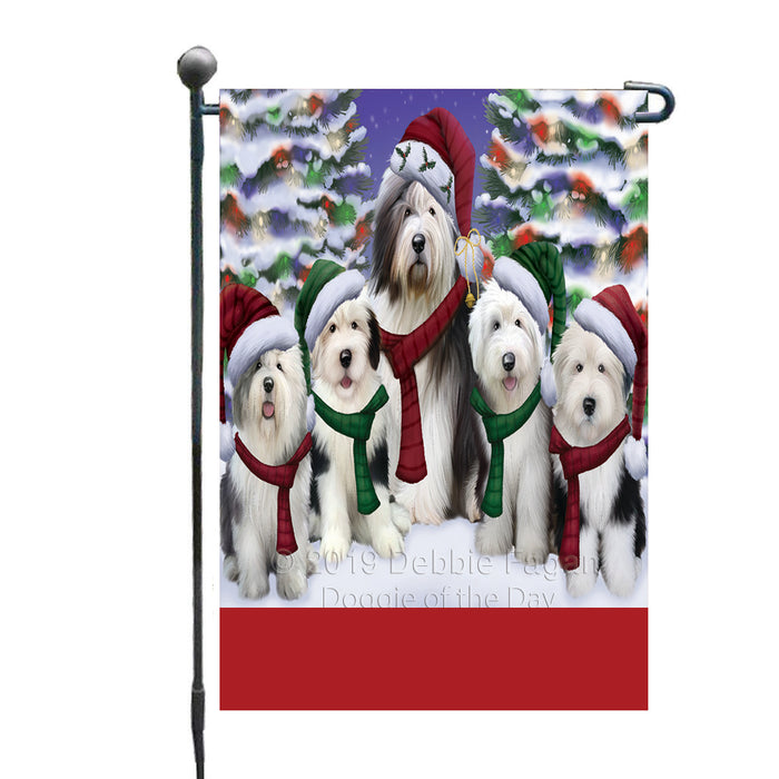 Personalized Christmas Happy Holidays Old English Sheepdogs Family Portraits Custom Garden Flags GFLG-DOTD-A59132
