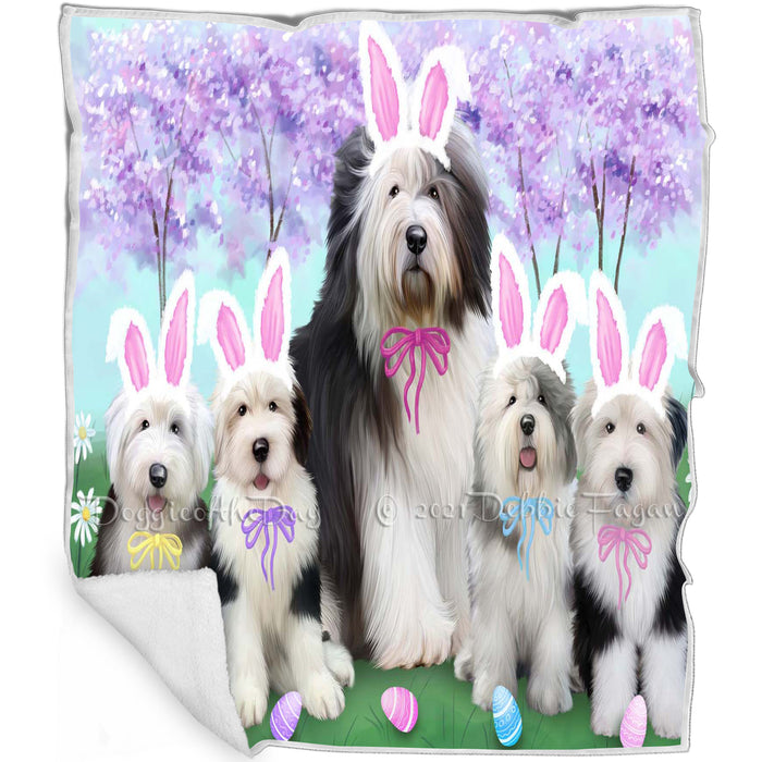Old English Sheepdogs Easter Holiday Blanket BLNKT59538