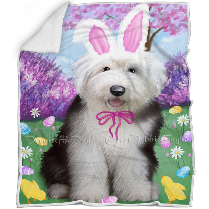 Old English Sheepdog Easter Holiday Blanket BLNKT59547