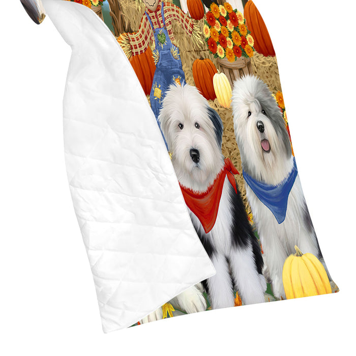 Fall Festive Harvest Time Gathering Old English Sheepdogs Quilt