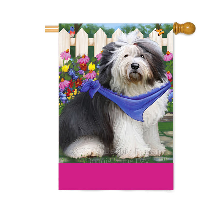 Personalized Spring Floral Old English Sheepdog Custom House Flag FLG-DOTD-A62979