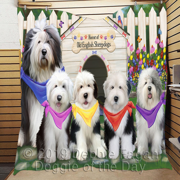 Spring Dog House Old English Sheepdogs Quilt