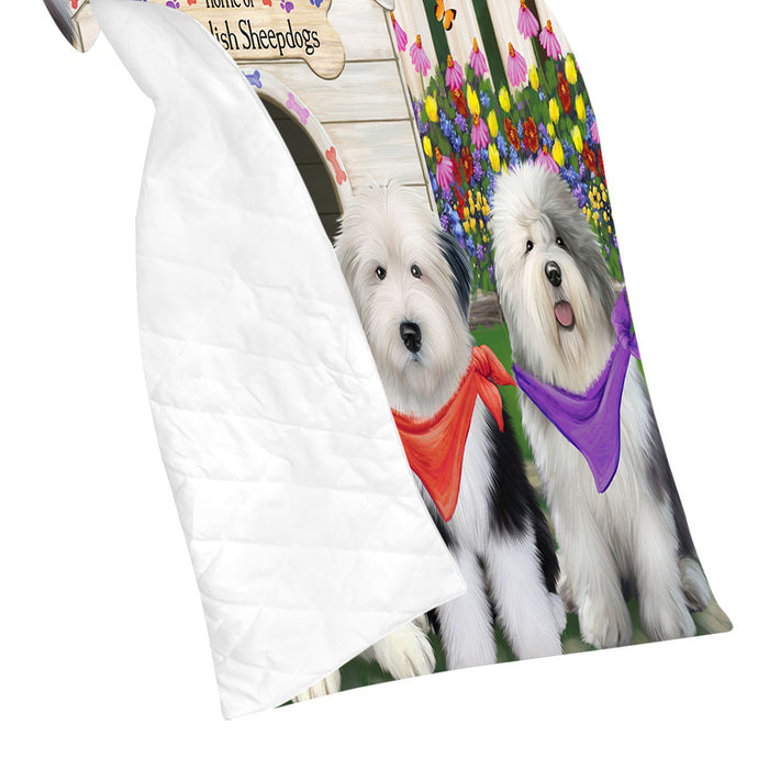 Spring Dog House Old English Sheepdogs Quilt