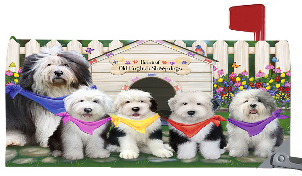Spring Dog House Old English Sheepdogs Magnetic Mailbox Cover MBC48659