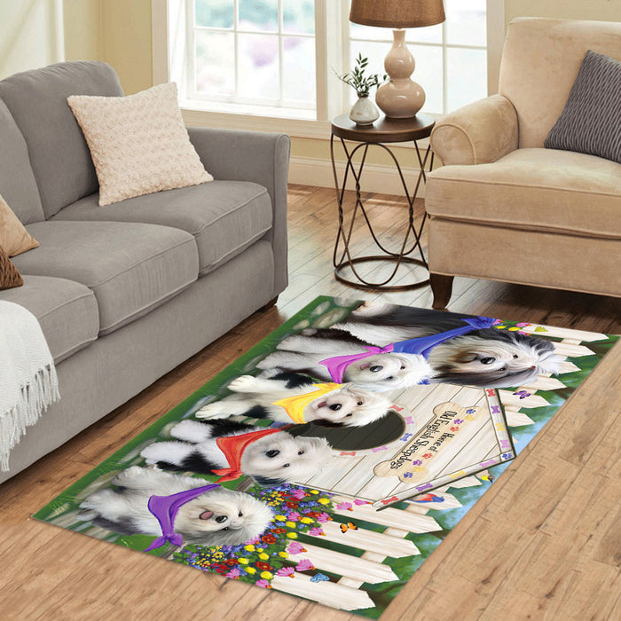 Spring Dog House Old English Sheepdogs Area Rug