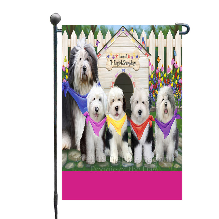Personalized Spring Dog House Old English Sheepdogs Custom Garden Flags GFLG-DOTD-A62924