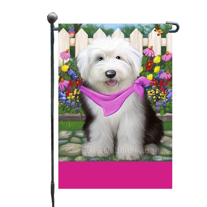 Personalized Spring Floral Old English Sheepdog Custom Garden Flags GFLG-DOTD-A62925