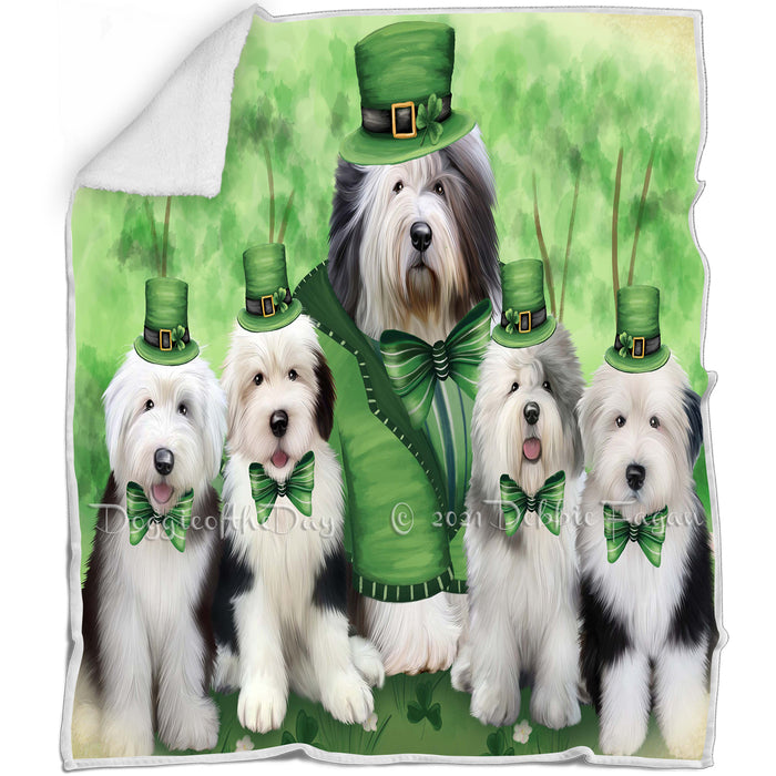 St. Patricks Day Irish Portrait Old English Sheepdogs Blanket BLNKT58485