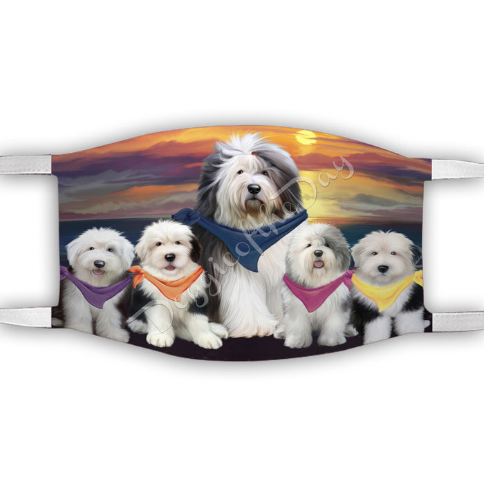 Family Sunset Old English Sheepdogs Face Mask FM49220