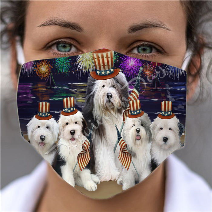 4th of July Independence Day Old English Sheepdogs Face Mask FM49423