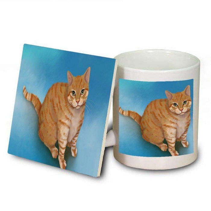 Orange Cat Mug and Coaster Set