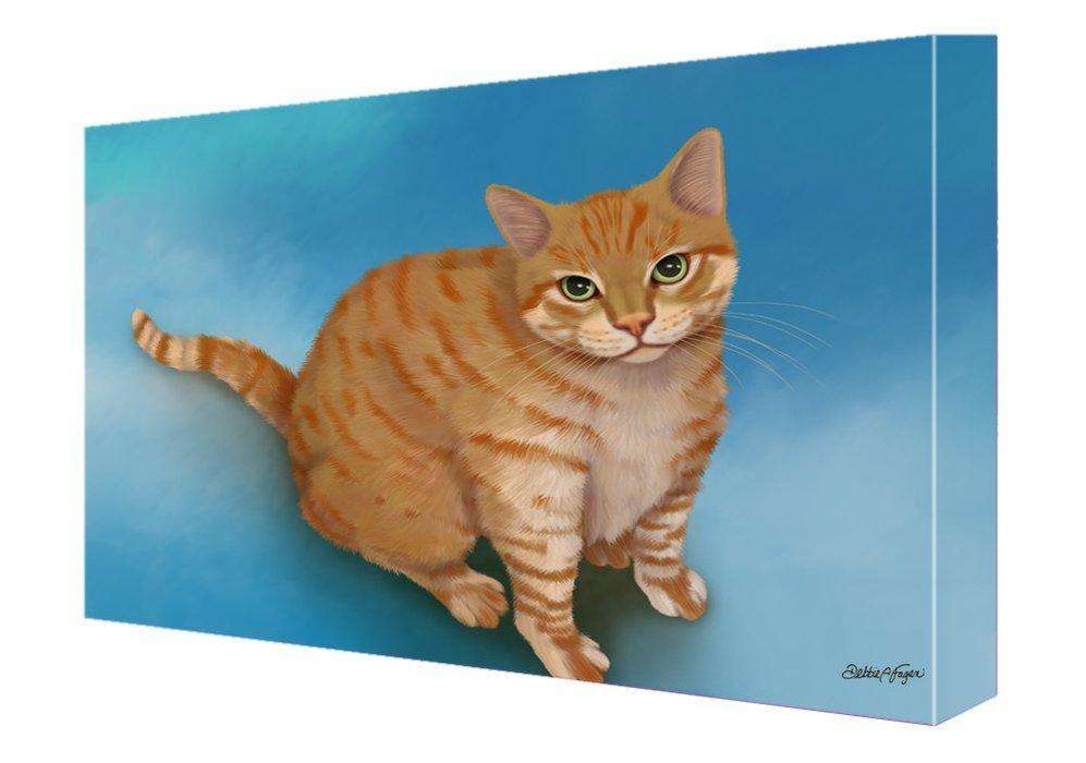 Orange Cat Painting Printed on Canvas Wall Art Signed