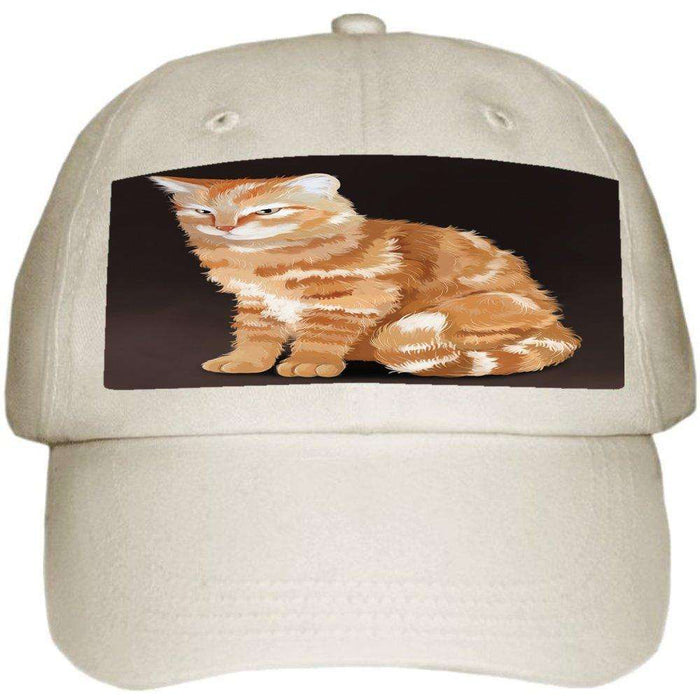 Orange Tabby Cat Ball Hat Cap Off White