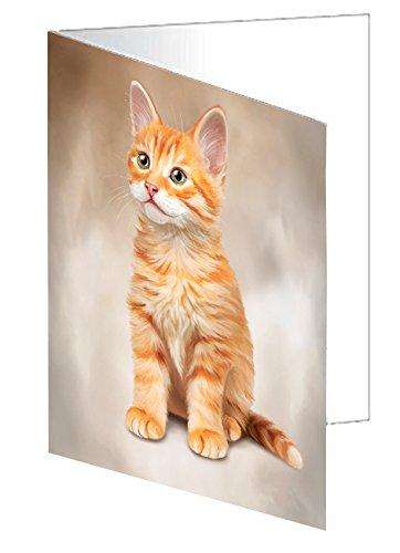 Orange Tabby Cat Handmade Artwork Assorted Pets Greeting Cards and Note Cards with Envelopes for All Occasions and Holiday Seasons D036