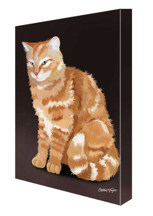 Orange Tabby Cat Painting Printed on Canvas Wall Art Signed