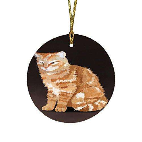 Orange Tabby Cat Round Christmas Ornament