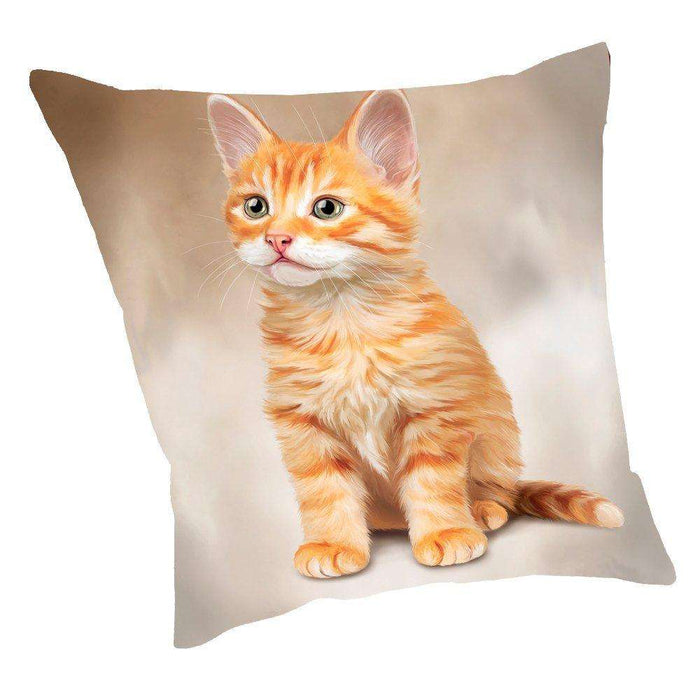 Orange Tabby Cat Throw Pillow D031