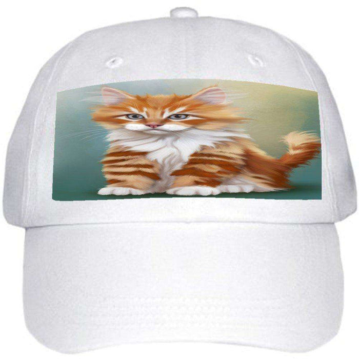 Orange White Kitten Cat Ball Hat Cap Off White