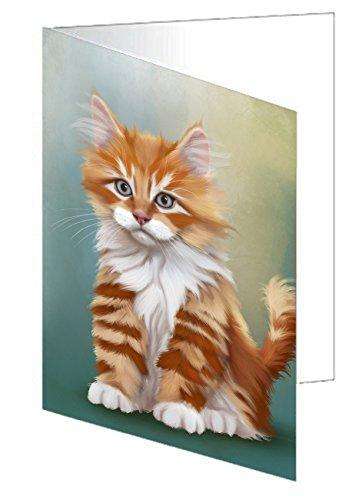 Orange White Kitten Cat Handmade Artwork Assorted Pets Greeting Cards and Note Cards with Envelopes for All Occasions and Holiday Seasons