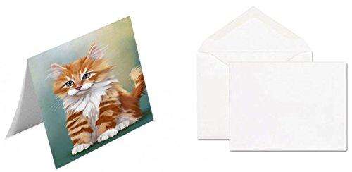 Orange White Kitten Cat Handmade Artwork Assorted Pets Greeting Cards and Note Cards with Envelopes for All Occasions and Holiday Seasons