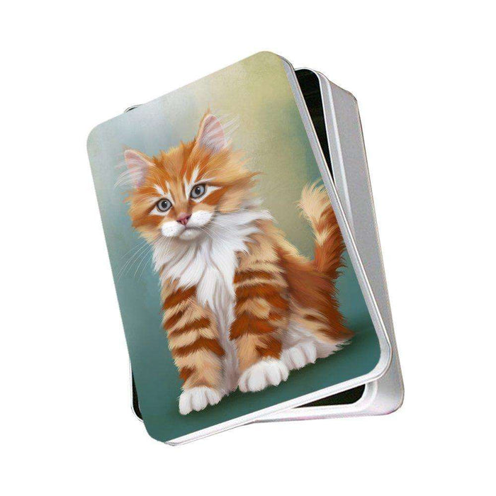 Orange White Kitten Cat Photo Tin
