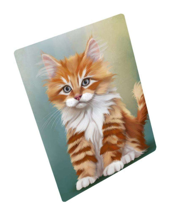 Orange White Kitten Cat Tempered Cutting Board