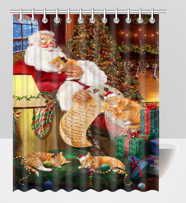 Santa Sleeping with Orange Tabby Cats Shower Curtain